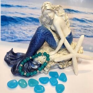 Aquamarine Crystal Beaded Bracelet 8"